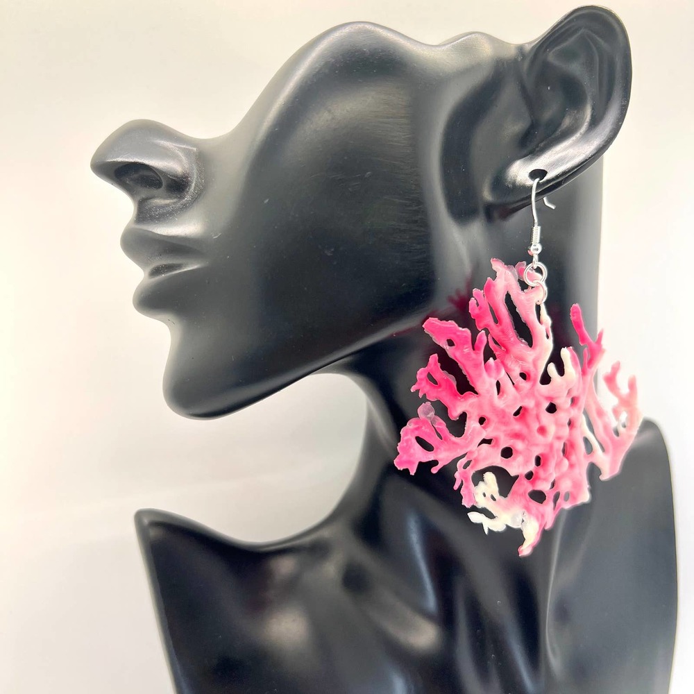 Coral Earrings - Ocean Earrings - Sea Life Earrings - Novelty Statement Earrings - Picture 8 of 9